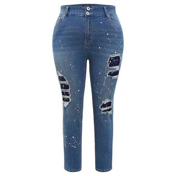 🔥SALE  BloomChic High-Rise Stretch Jeans – Plus Size 26 (4X) – Medium Wash - Picture 8 of 10